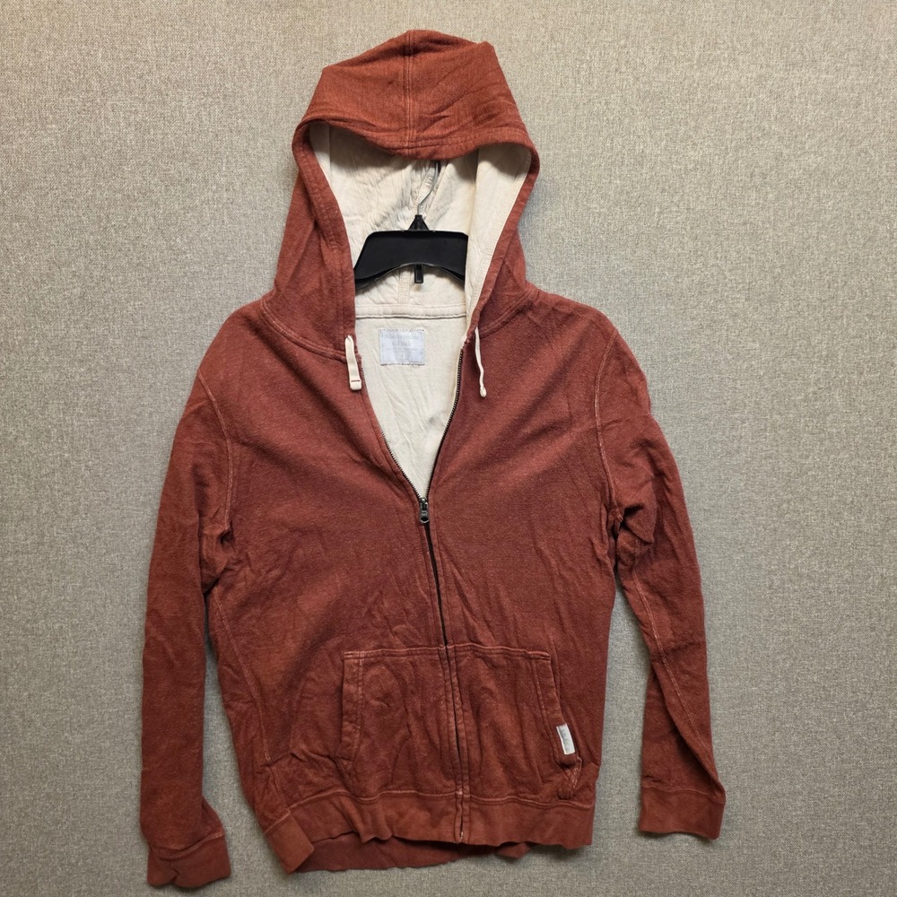 Abercrombie Fitch Mens Burnt Orange Full Zip Cotton Hoodie Small Y2K